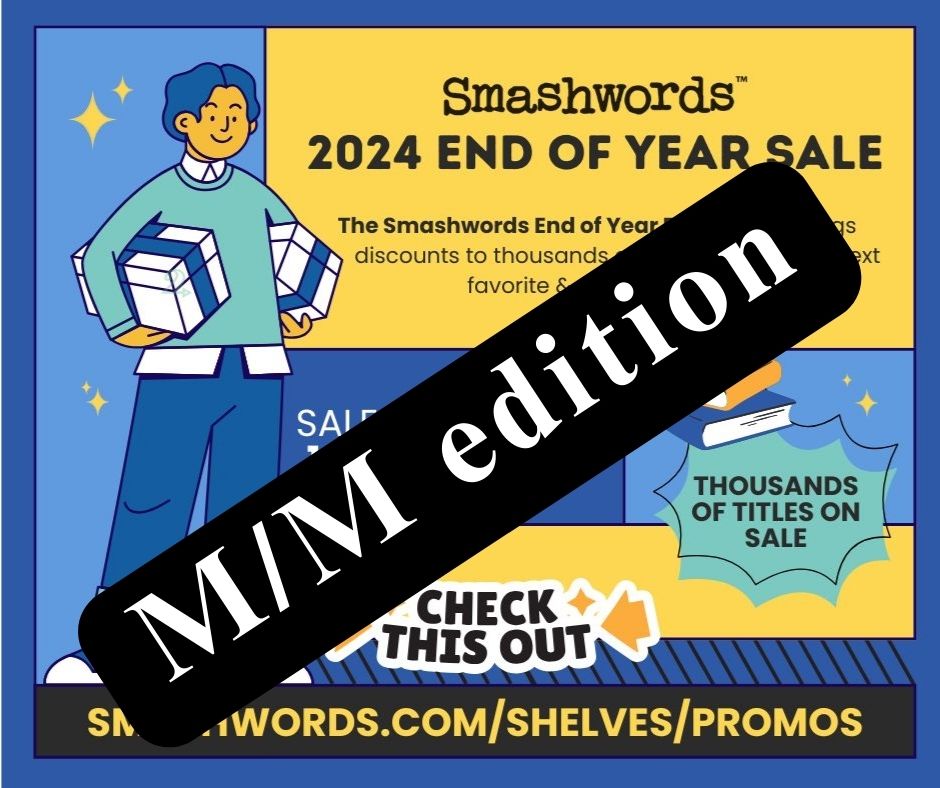 a banner for the smashwords end of year sale with the text m/m edition written across it